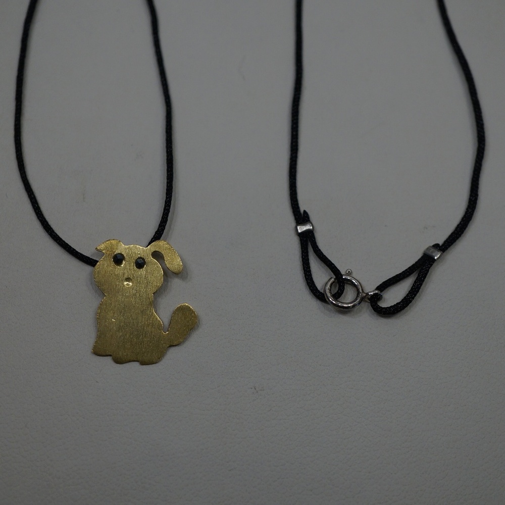 Sterling Silver & Gold Plated Dog Pendant W/Cord - Picture 4 of 7